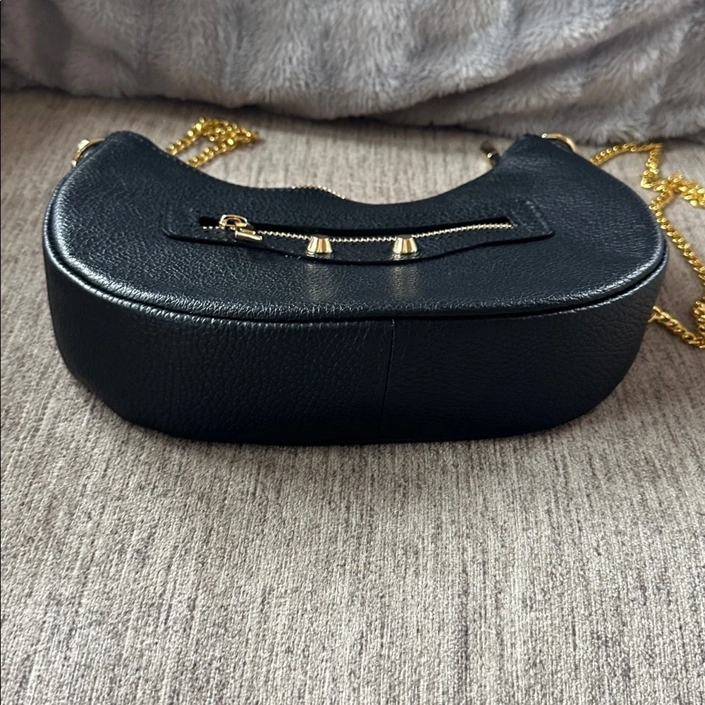 Persaman New York Black Hobo Bag with Gold Accents